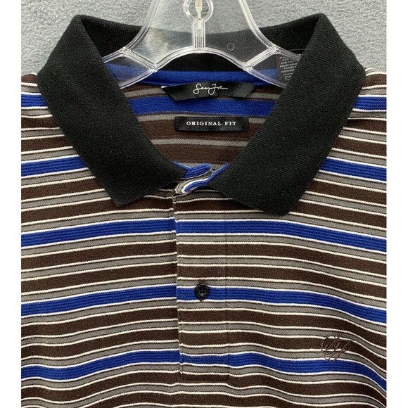 Sean John Polo Shirt 1/4 Button Men's Size XXL Blue Gray Original Fit  Striped - Picture 9 of 14